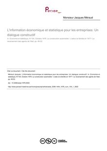 L information économique et statistique pour les entreprises: Un dialogue constructif - article ; n°1 ; vol.104, pg 49-53