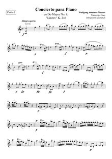 Partition violons I, Piano Concerto No.8, Lützow-Konzert ; Lützow Concerto