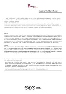 The Ancient Glass Industry in Israel: Summary of the Finds and New Discoveries - article ; n°1 ; vol.33, pg 49-63