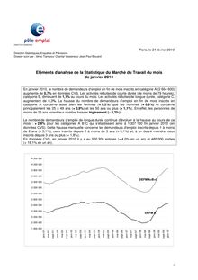 SEE - Eléments d analyse de la statistique du marché du travail du  mois de janvier 2010