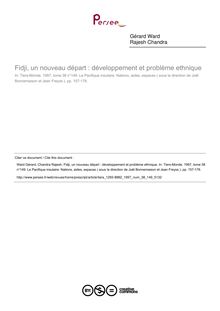 Fidji, un nouveau départ : développement et problème ethnique - article ; n°149 ; vol.38, pg 157-176