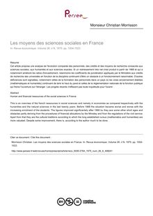 Les moyens des sciences sociales en France - article ; n°6 ; vol.26, pg 1004-1023