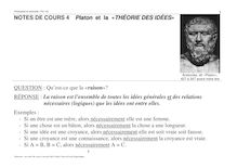 NOTES DE COURS 4 Platon et la « THÉORIE DES IDÉES » QUESTION : Qu ...