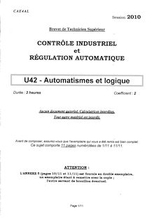 Automatismes et logique 2010 BTS Contrôle industriel et régulation automatique