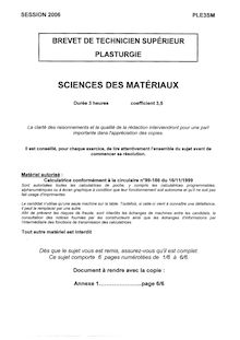 Btsplast sciences des materiaux 2006