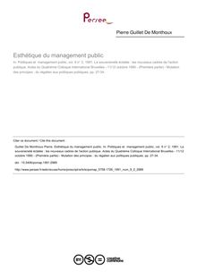 Esthétique du management public - article ; n°2 ; vol.9, pg 27-34