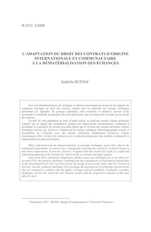 L’adaptation du droit des contrats d’origine internationale et communautaire à la dématérialisation des échanges - article ; n°3 ; vol.58, pg 925-949