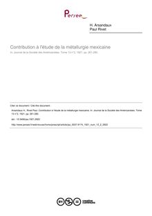 Contribution à l étude de la métallurgie mexicaine - article ; n°2 ; vol.13, pg 261-280