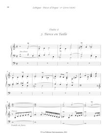 Partition , Tierce en Taille, Livre d orgue No.1, Premier Livre d Orgue par Nicolas Lebègue