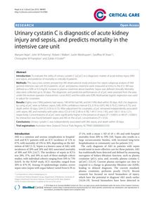 Urinary cystatin C is diagnostic of acute kidney injury and sepsis, and predicts mortality in the intensive care unit