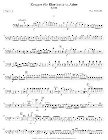 Partition basson 1, clarinette Concerto, A major, Mozart, Wolfgang Amadeus par Wolfgang Amadeus Mozart