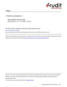 PDF 1,4 Mo - Paternité et adolescence