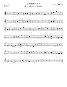 Partition Treble1 viole de gambe, chansonnettes, ou Little Short chansons to Three Voyces par Thomas Morley