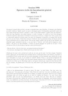 Occitan - Langue d Oc (Gascon) LV2 1998 Littéraire Baccalauréat général