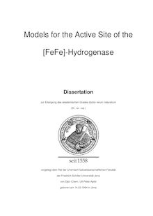 Models for the active site of the [FeFe]-Hydrogenase [Elektronische Ressource] / von Ulf-Peter Apfel
