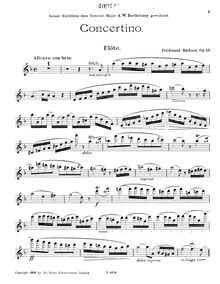 Partition flûte , partie, flûte Concertino, Op.40, D minor, Büchner, Ferdinand