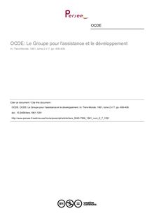 OCDE: Le Groupe pour l assistance et le développement - article ; n°7 ; vol.2, pg 406-408