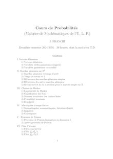 Cours de Probabilités (Maıtrise de Mathématiques de l ULP)