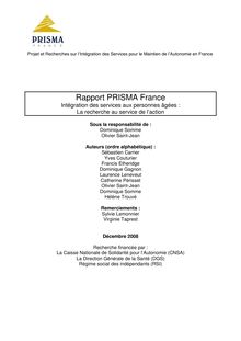 Rapport PRISMA France - Intégration des services aux personnes âgées : la recherche au service de l action