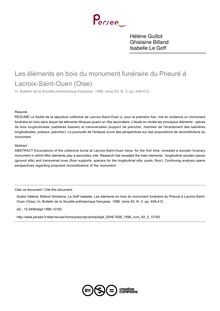Les éléments en bois du monument funéraire du Prieuré à Lacroix-Saint-Ouen (Oise) - article ; n°3 ; vol.93, pg 408-412