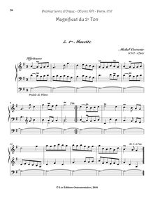 Partition , Musettes, Premier Livre d’Orgue, Op.16, Corrette, Michel