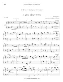 Partition 175-180. 6 Trios et Dialogues de récits: , Trio du 1er (ton) - , Trio du 2e (ton) - , Trio du 3e (ton) - , Trio du 5e (ton) - , Trio du 6e (ton) - , Trio du 8e (ton) -, Livre d orgue de Montréal