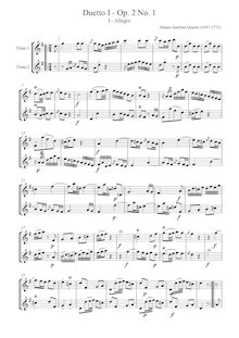 Partition Copmplete score, 6 duos pour 2 flûtes, Op.2, Quantz, Johann Joachim