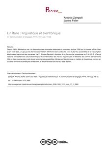 En Italie : linguistique et électronique - article ; n°1 ; vol.17, pg 19-32