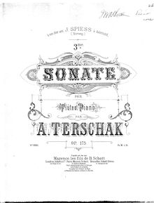 Partition Score et flûte , partie, flûte Sonata No.3, Op.175, Terschak, Adolf