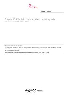 Chapitre 13. L évolution de la population active agricole - article ; n°1 ; vol.79, pg 215-234