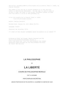 Philosophie de la Liberté (Tome I) par Charles Secrétan