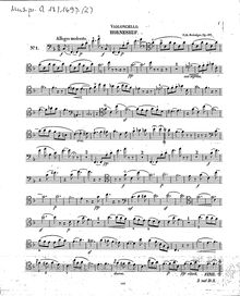 Partition violoncelle Alternative, 4 Gesänge, Vier Gesänge für Sopran und Horn mit Begleitung des Pianoforte : 30te Liedersammlung Op. 117 ; die Parthie des Horns ist zugleich für das Violoncello arrangirt
