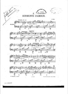 Partition , Serments d amour, Impressions poetiques, Douze mélodies pour le Piano seul par A. Keil