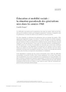 Éducation et mobilité sociale : la situation paradoxale des générations nées dans les années 1960