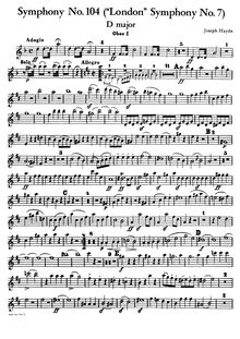 Partition hautbois 1, Symphony No. 104, London/Salomon, D Major