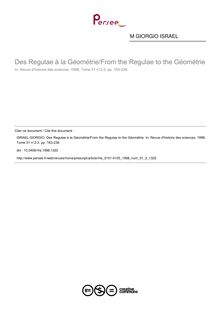 Des Regulae à la Géométrie/From the Regulae to the Géométrie - article ; n°2 ; vol.51, pg 183-236