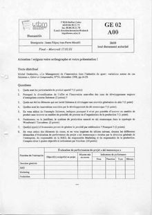Evaluation de la performance 2000 Université de Technologie de Belfort Montbéliard