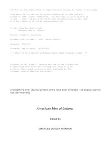 James Fenimore Cooper - American Men of Letters