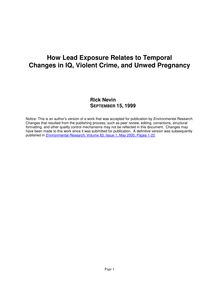 How Lead Exposure Relates to Temporal Changes in IQ, Violent Crime, and Unwed Pregnancy