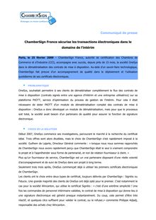 Communiqué de presse ChamberSign France sécurise les transactions ...