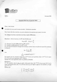 UTBM 2001 mt31 mathematiques : applications semestre 1 final