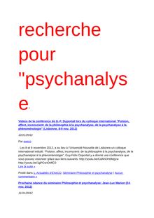 recherche pour "psychanalyse"