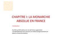 CHAPITRE I: LA MONARCHIE ABSOLUE EN FRANCE