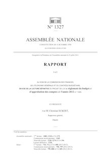 Rapport de l Assemblée Nationale : Budget - Règlement des comptes 2012