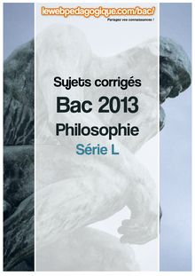 Bac 2013 corrigé philosophie série L sujet 3 : Texte de René Descartes