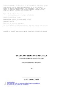 The Book-Bills of Narcissus - An Account Rendered by Richard Le Gallienne
