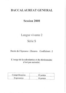 Sujet du bac S 2008: Espagnol LV2