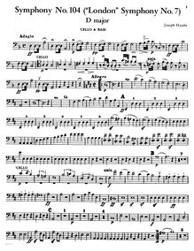 Partition violoncelles / Basses, Symphony No. 104, London/Salomon