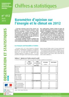 Baromètre d’opinion sur l’énergie et le climat en 2012