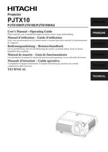 Notice Projecteur Hitachi  PJ-TX10E